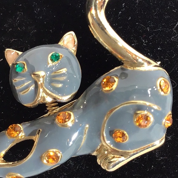 Vintage Trembler enamel cat and mouse brooch/pin - Picture 4 of 9